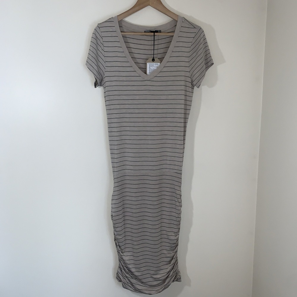 PrAna Foundation Dress Womens Medium Striped Modal Blend Ruched Blouson Comfort‎